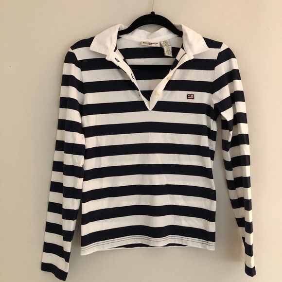 Ralph Lauren Tops - Ralph Lauren Striped Long Sleeve Polo Small
